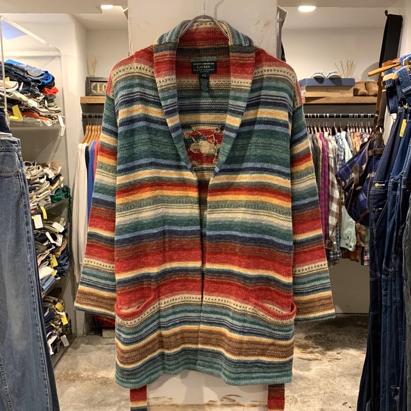 LAUREN Ralph Lauren ネイティブ柄 ショールカラーニットガウン LAUREN Ralph Lauren ネイティブ柄 ショールカラーニットガウン