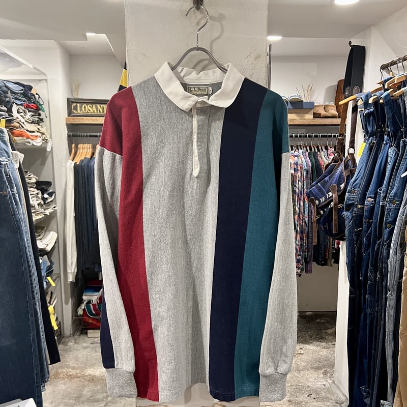 90s LLBean ラガーシャツ エルエルビーン ストライプ柄 USA製