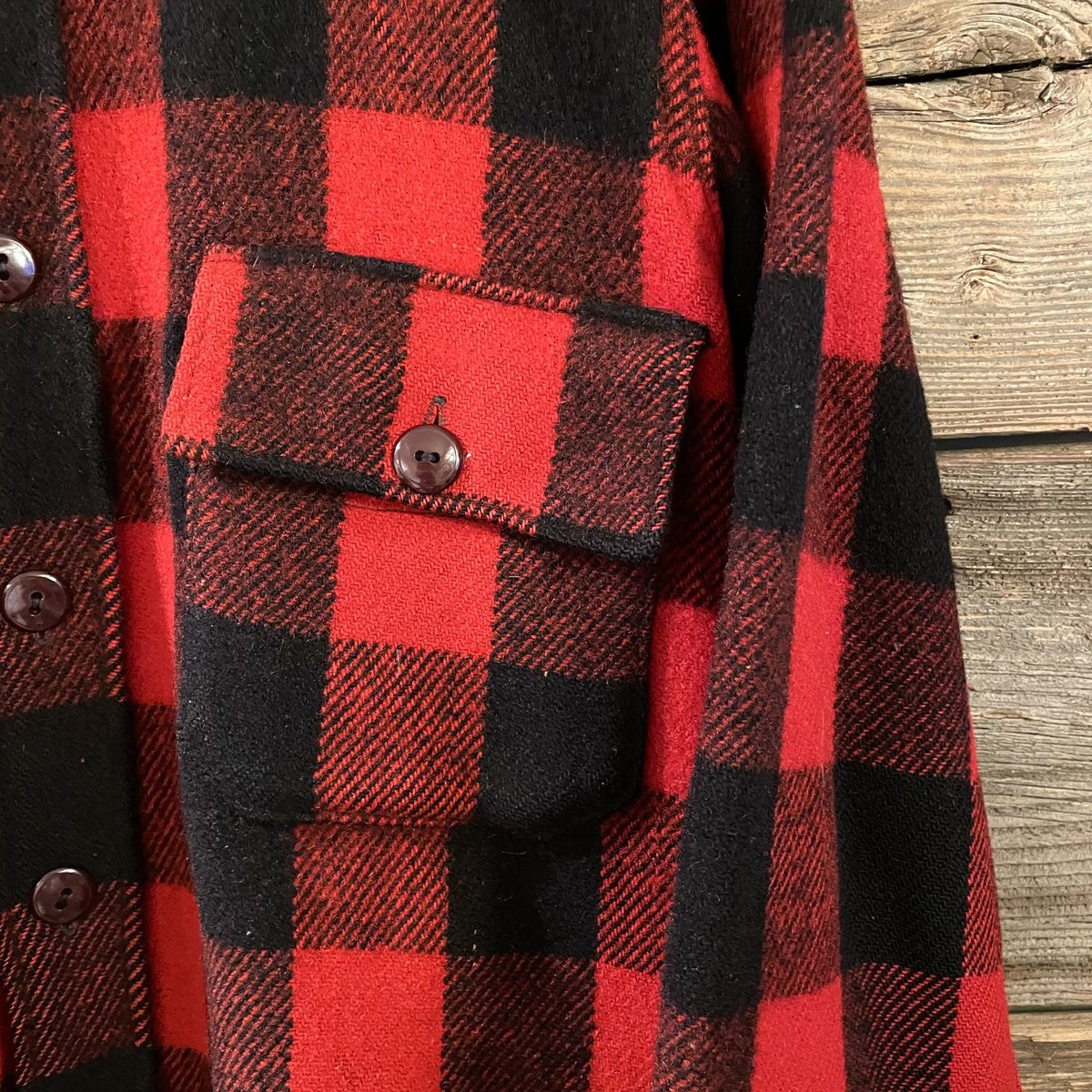 Woolrich 40s 黒タグREG表記 USA製 バッファローチェック ウール ...