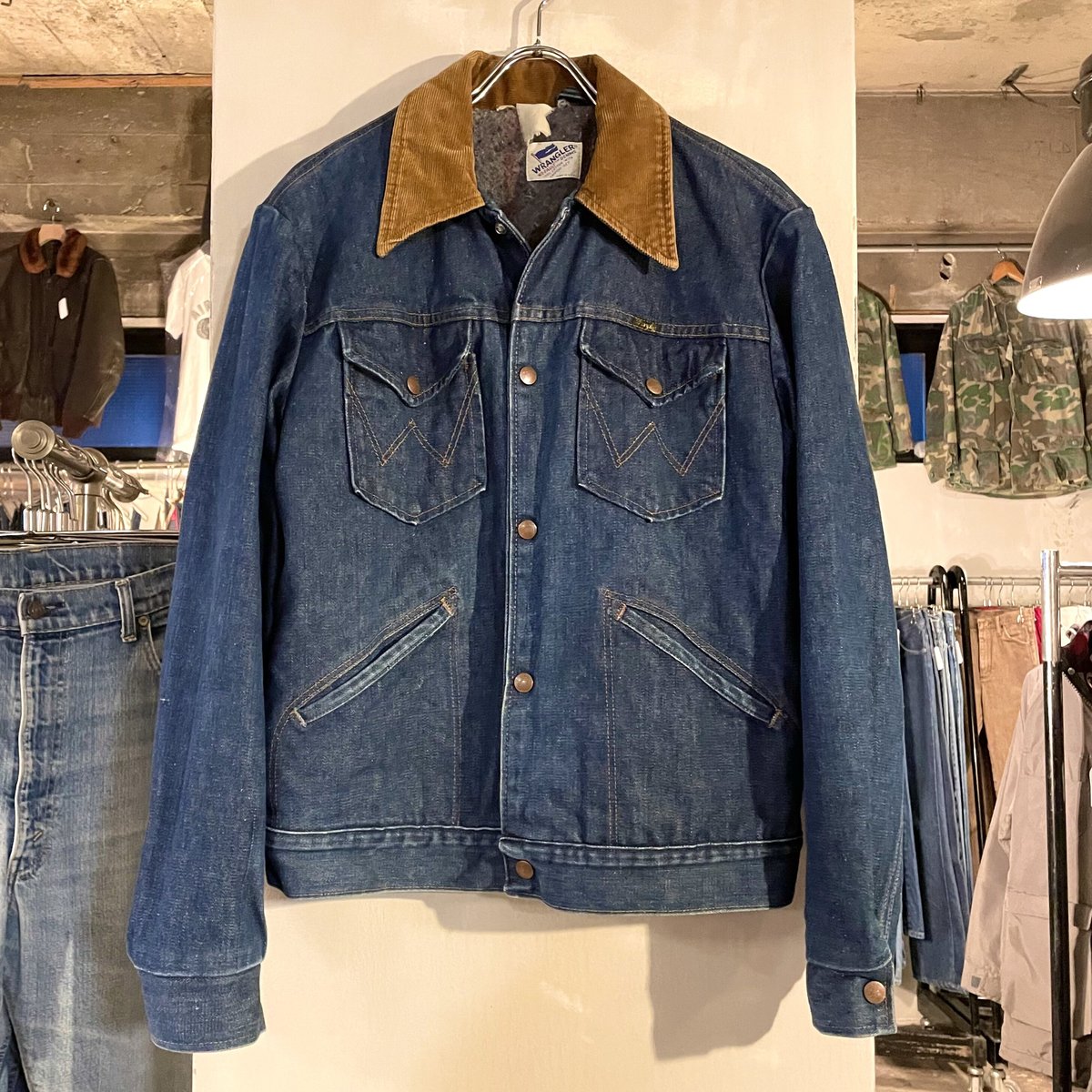 80s Wrangler デニムジャケット ブランケットライナー 襟 80s Wrangler デニムジャケット ブランケットライナー 襟