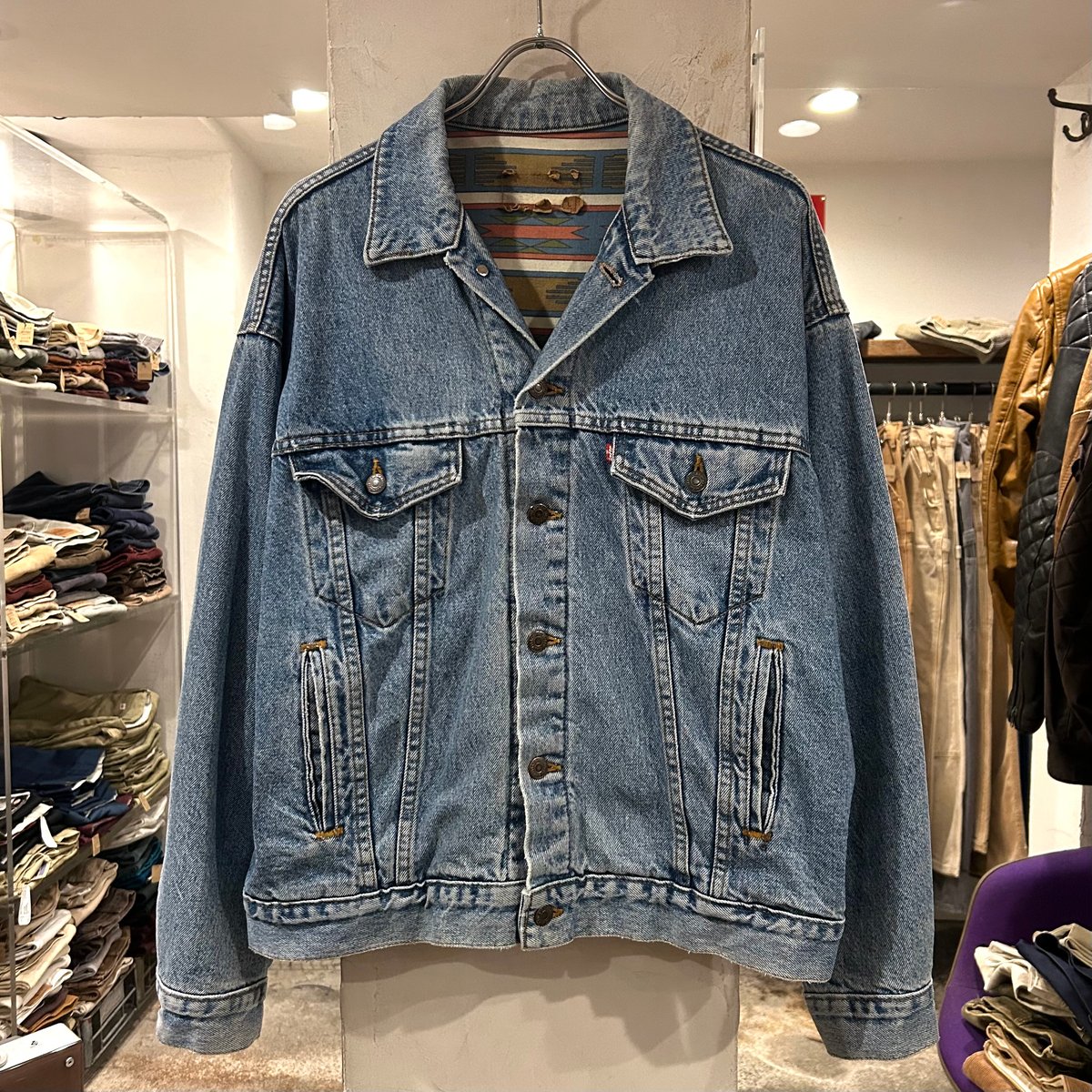80s Levi's デニムジャケット ネイティブ柄ライナー USA製 Size 80s Levi's デニムジャケット ネイティブ柄ライナー USA製 Size