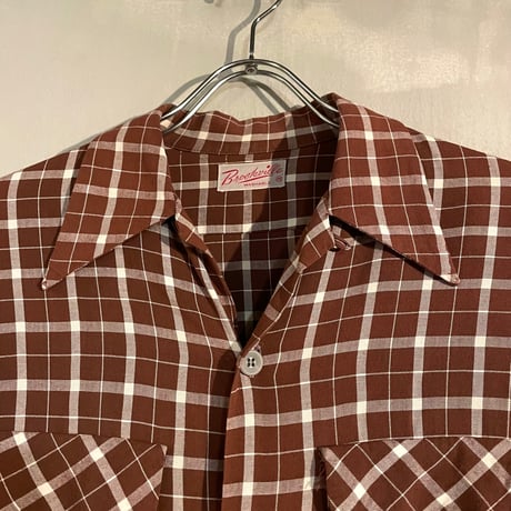 40s　Brookville　L/S Vintage Rayon Shirt　ヴィンテージ レーヨンシャツ　Size M　ボックスシャツ　オープンカラー　(S4053)