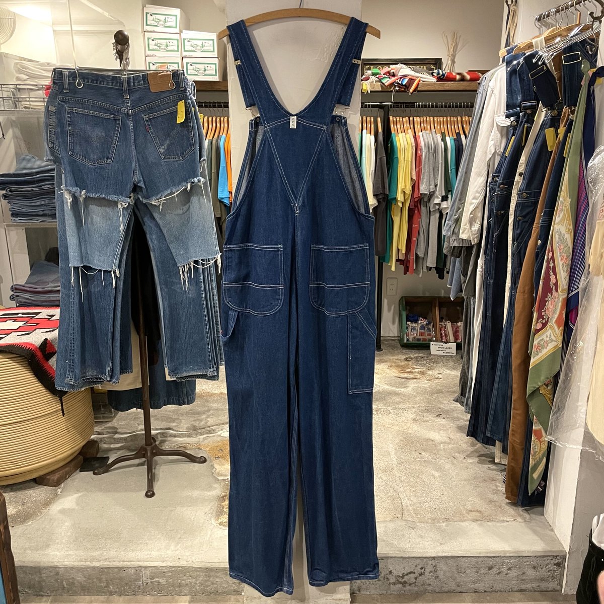 90s〜 KEY デニムオーバーオール 濃紺デニム overalls キー 90年代 (134