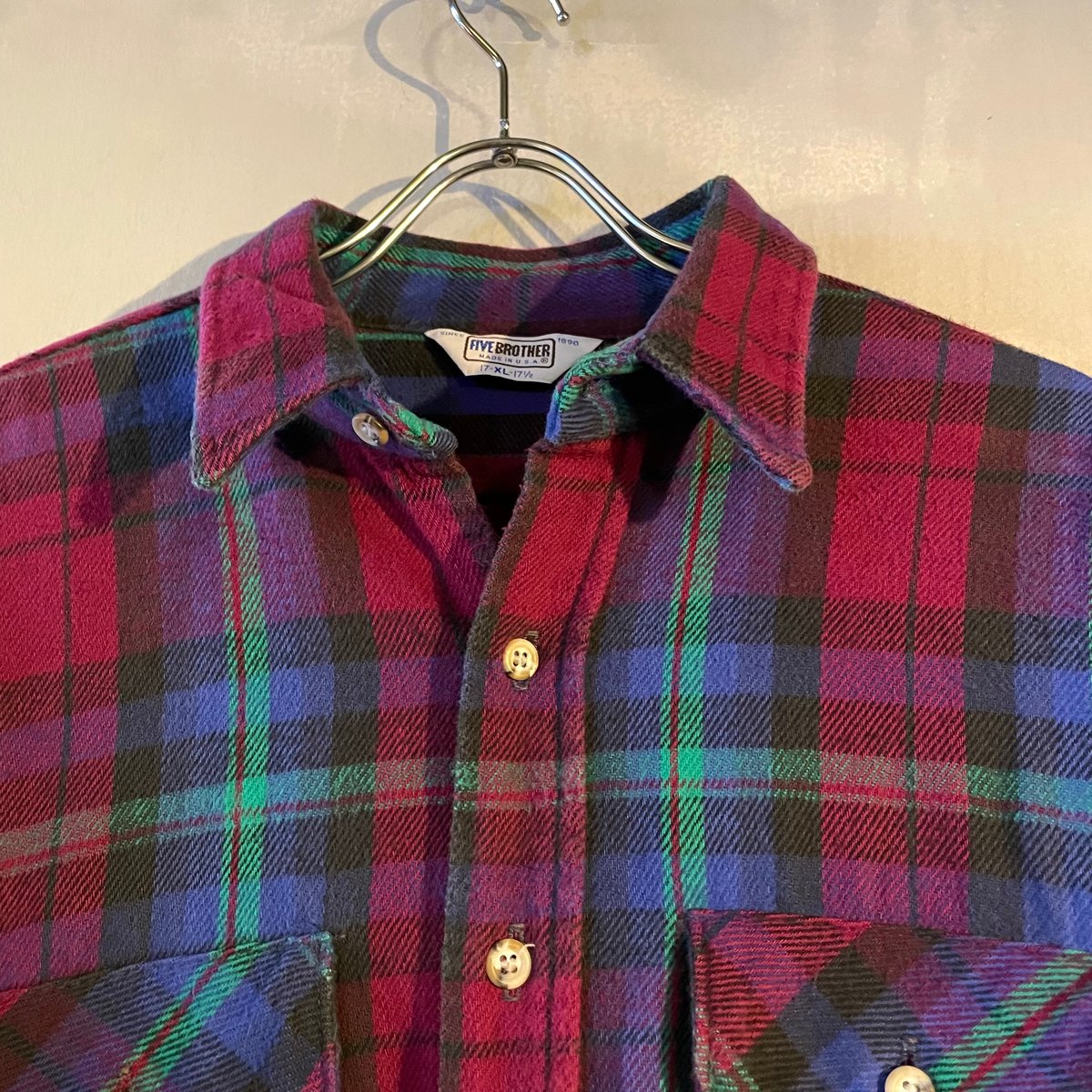 70s FIVE BROTHER L/S ネルシャツ USA製 Size XL ファイブブラザ