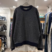 80s　L.L Bean　Bird's eye Knit　Size XL　エルエルビーン　バーズアイ　Wool Sweater　ネイビー　(S5004)