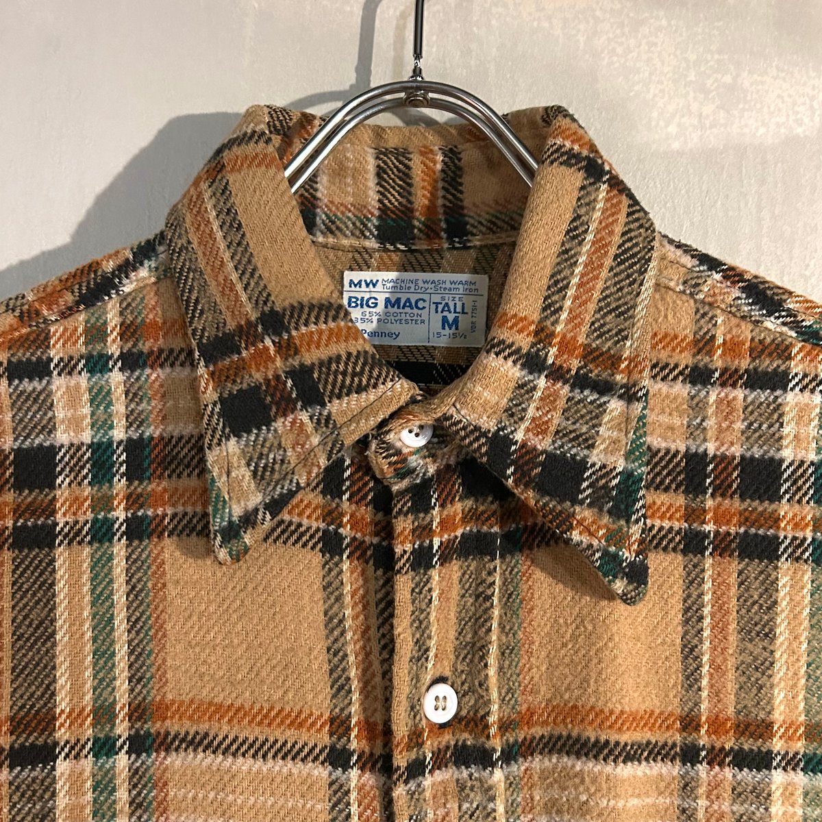 70s BIG MAC L/S ネルシャツ Size M 単色タグ ビッグマック (S4615