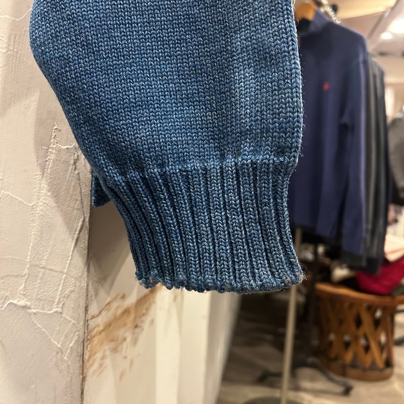 ガンジーウーレンズ タートルネック ケーブルニット 38 ネイビー