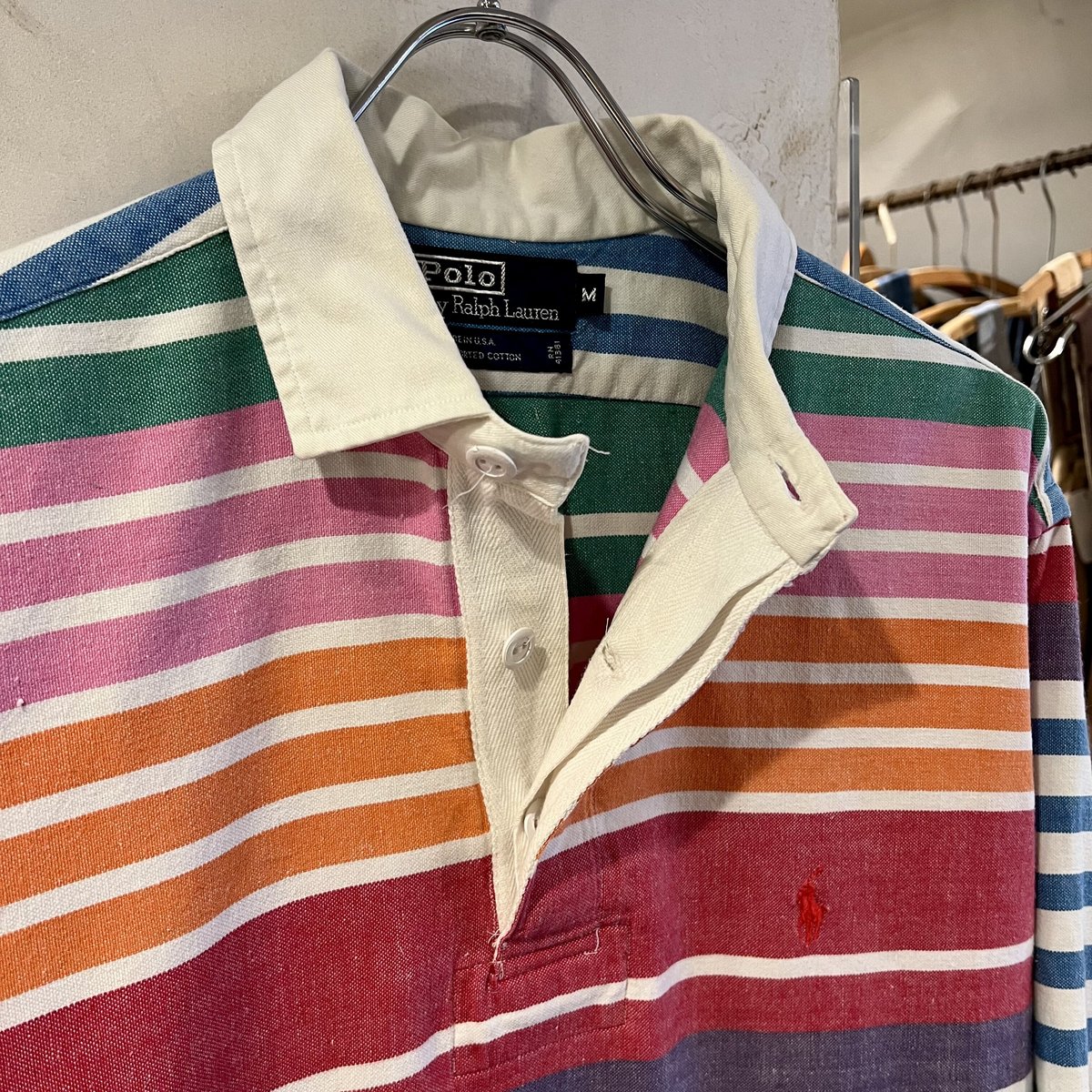 90s POLO by Ralph Lauren L/Sラガーシャツ ラルフローレン ボーダー...