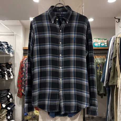 Ralph Lauren　L/S ネルシャツ　Classic Fit　Size M　ラルフローレン　コットンシャツ　ブラック　(S5059)