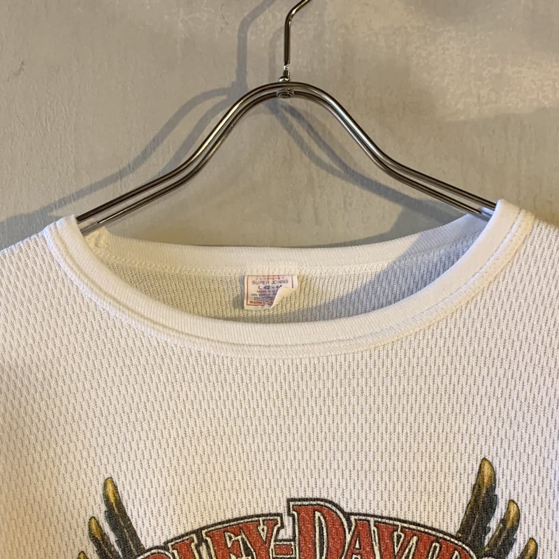 80s SUPER JOHNS ロングスリーブサーマルTシャツ Harley-Davidso 80s SUPER JOHNS ロングスリーブサーマルTシャツ Harley-Davidso