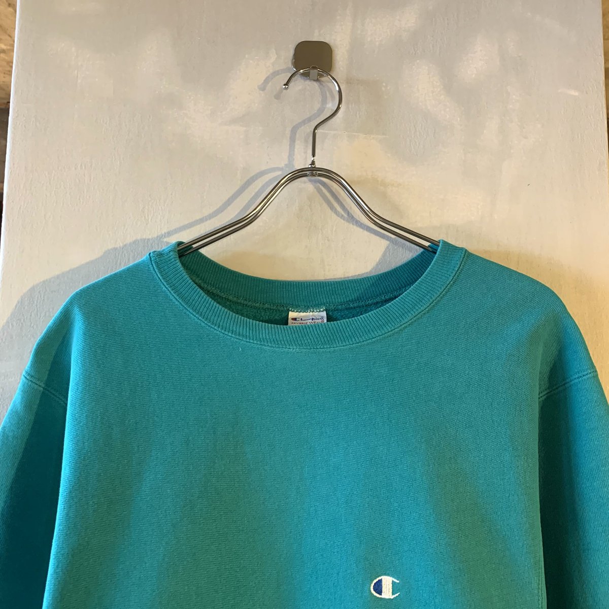 チャンピオン　リバースウィーブ　L ターコイズ 90s USA製 CHAMPION - REVERSE WEAVE SWEAT TURQUOISE OLD