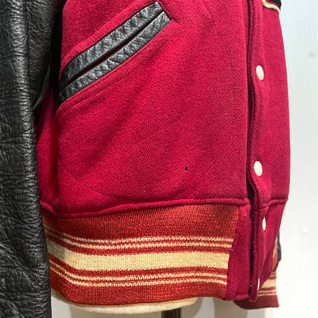 50s~　Play Safe Brand Montgomery Alabama　VINTAGE AWARD JACKET　スタジャン　USA製　アワードジャケット　レザー　(S5738)
