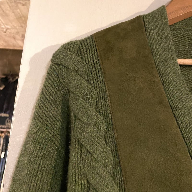 s Glen Dee Vintage Wool Cardigan ウール × スウェード
