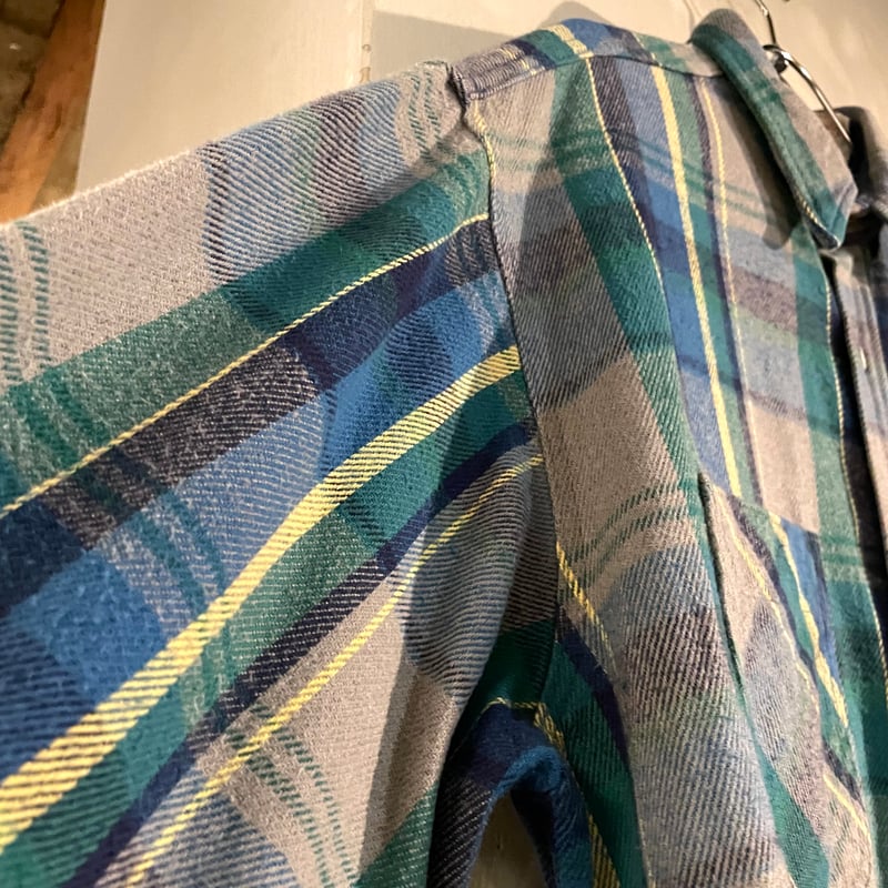 レア配色 80s ST JOHN'S BAY ネルシャツ USA製 黄×黒 L レア配色 80s ST JOHN'S BAY ネルシャツ USA製 黄×黒 L