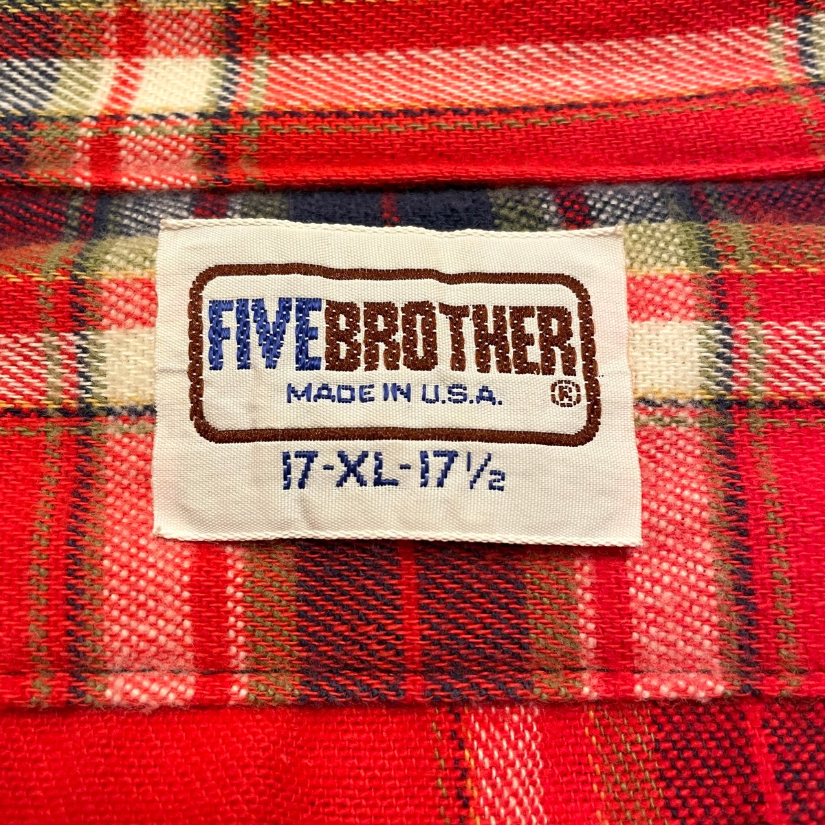 70s FIVE BROTHER L/S ネルシャツ USA製 Size XL コットンシャツ