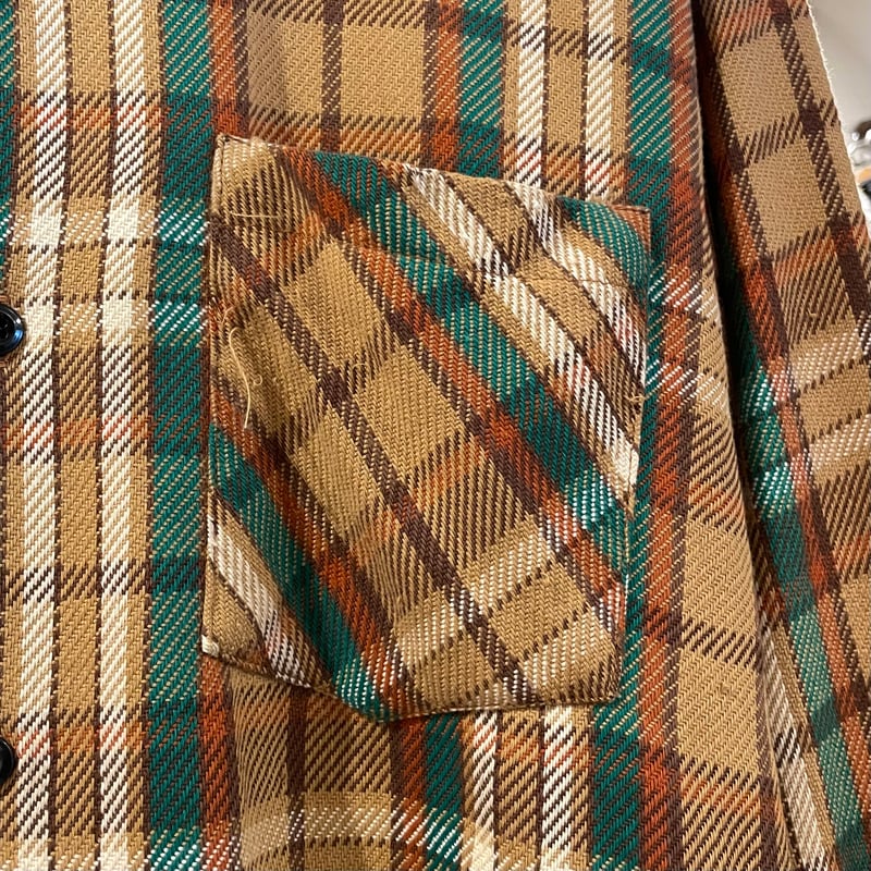 70s Sears KINGS ROAD L/S ネルシャツ USA製 コットンシャツ シアー