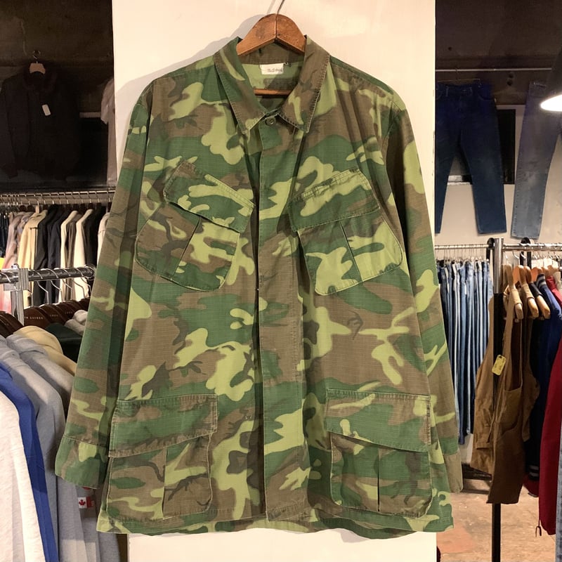ジャングルファティーグ 3rdノンリップ ERDLリーフ カモ　Large 60s 米軍 U.S.ARMY ERDL グリーンリーフカモ ジャングル
