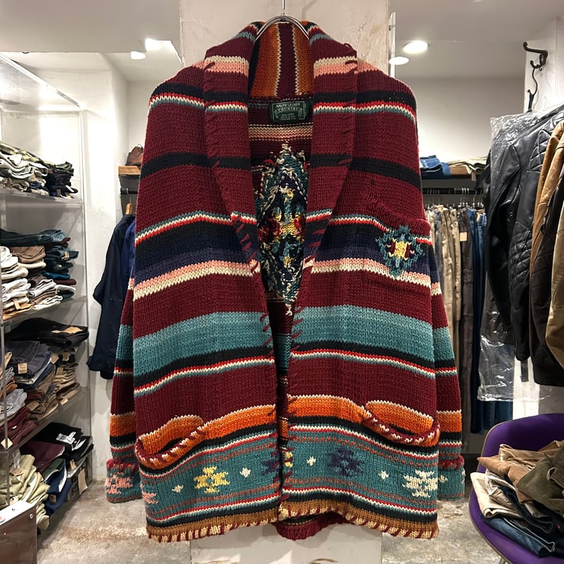90s COUNTRY RALPH LAUREN ネイティブ柄 ショールカラーガウン 90s COUNTRY RALPH LAUREN ネイティブ柄 ショールカラーガウン