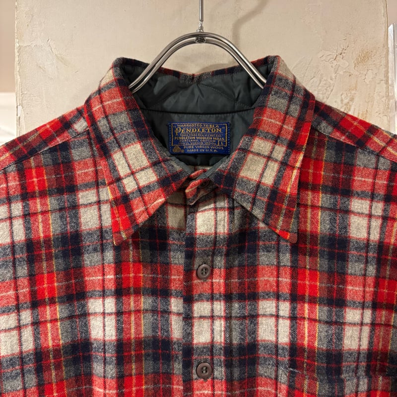 美品 70s ペンドルトン ウールネルシャツ L USA製 オレンジ ネイビー 70s PENDLETON L/S ウールシャツ Size L USA製 ペンドルトン (S4