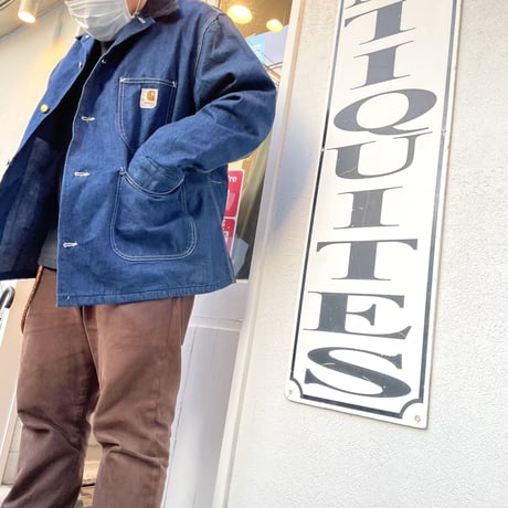 carhartt　70s　USA製　デニムカバーオール　ブランケットライナー　カーハート　(S0703)