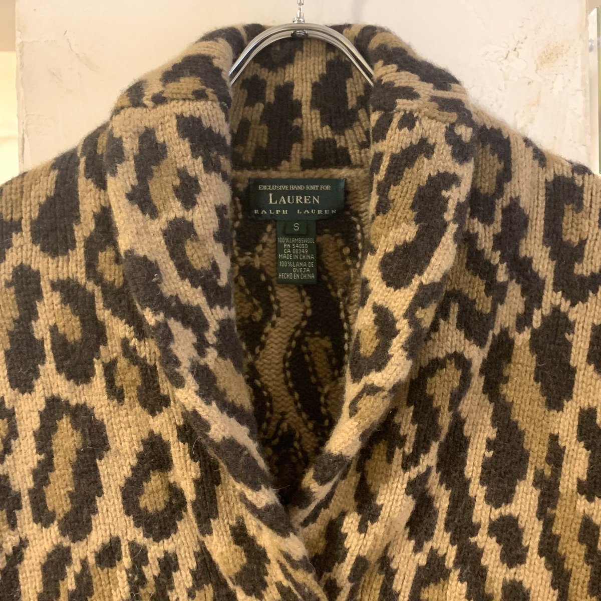 LAUREN LAUREN ショールカラー ニットカーディガン レオパード柄 Ralph