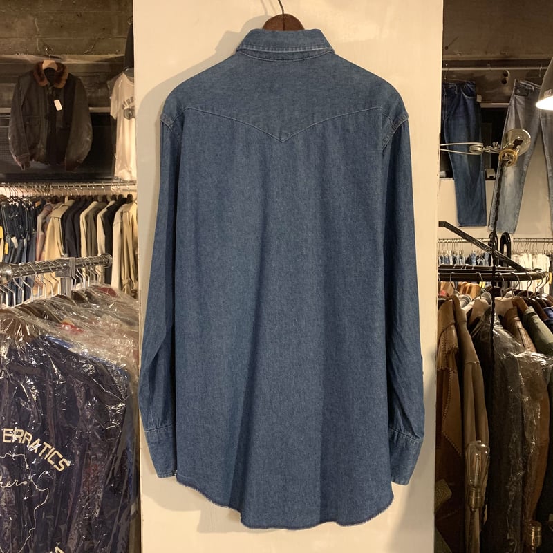 80s Wragler 70127MW デニム ウエスタンシャツ スナップボタン