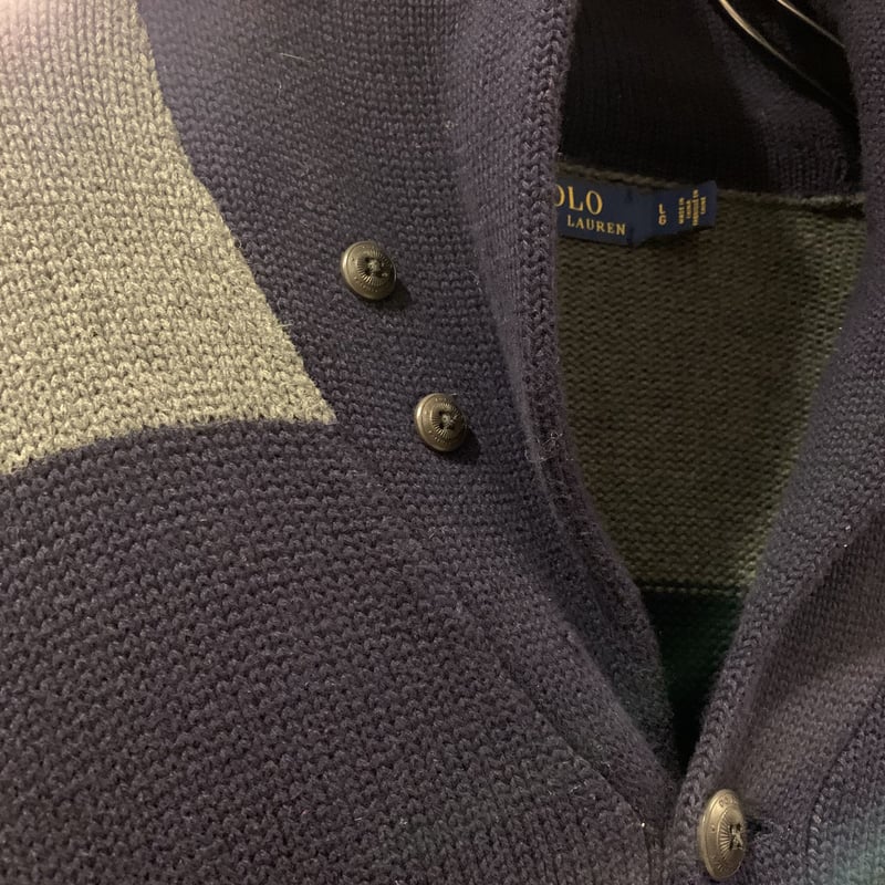 美品⭐︎POLO RALPH LAUREN ショールカラー ニットカーディガン M コットン ショールカラー カーディガン | ポロ ラルフ ローレン(POLO