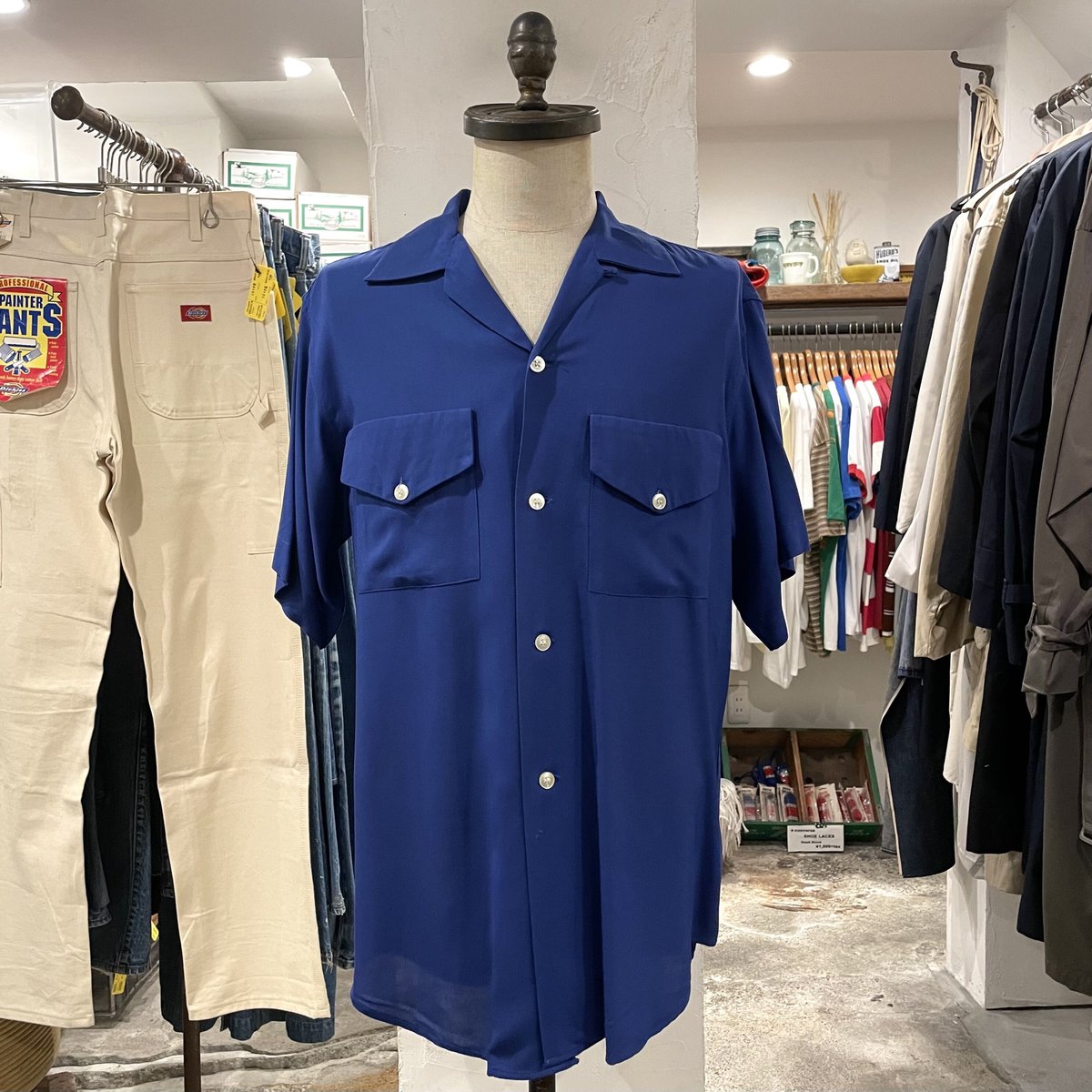 【50s】アルテックス　半袖ボウリングシャツ　三角タグM◆古着アロハヴィンテージ 65611ea3646bee7a16974a9856b95a