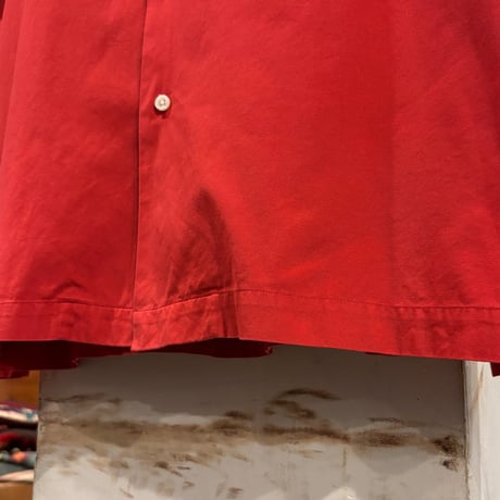 90s　Polo by Ralph Lauren　CALDWELL　S/Sオープンカラーシャツ　ラルフローレン　Size XXL　半袖シャツ　レッド系　コットン　(S4590)