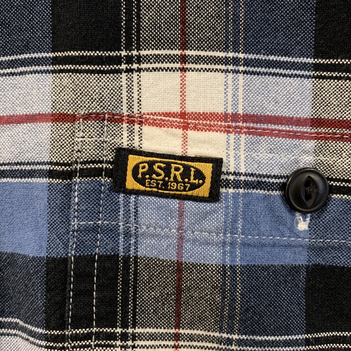 【RALPH LAUREN】90s ポロスポ ロゴ チェック柄 CPOジャケット 90s POLO SPORT Ombre Check Open Collar S/S Shirt 赤黒 L ポロ