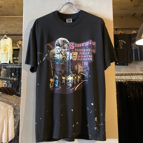 デッドストック STURGIS Tシャツ M ハーレー スタージス バイカー 黒 90s Harley Davidson Sturgis Rallyt-shirt Made in U.S.A. 90