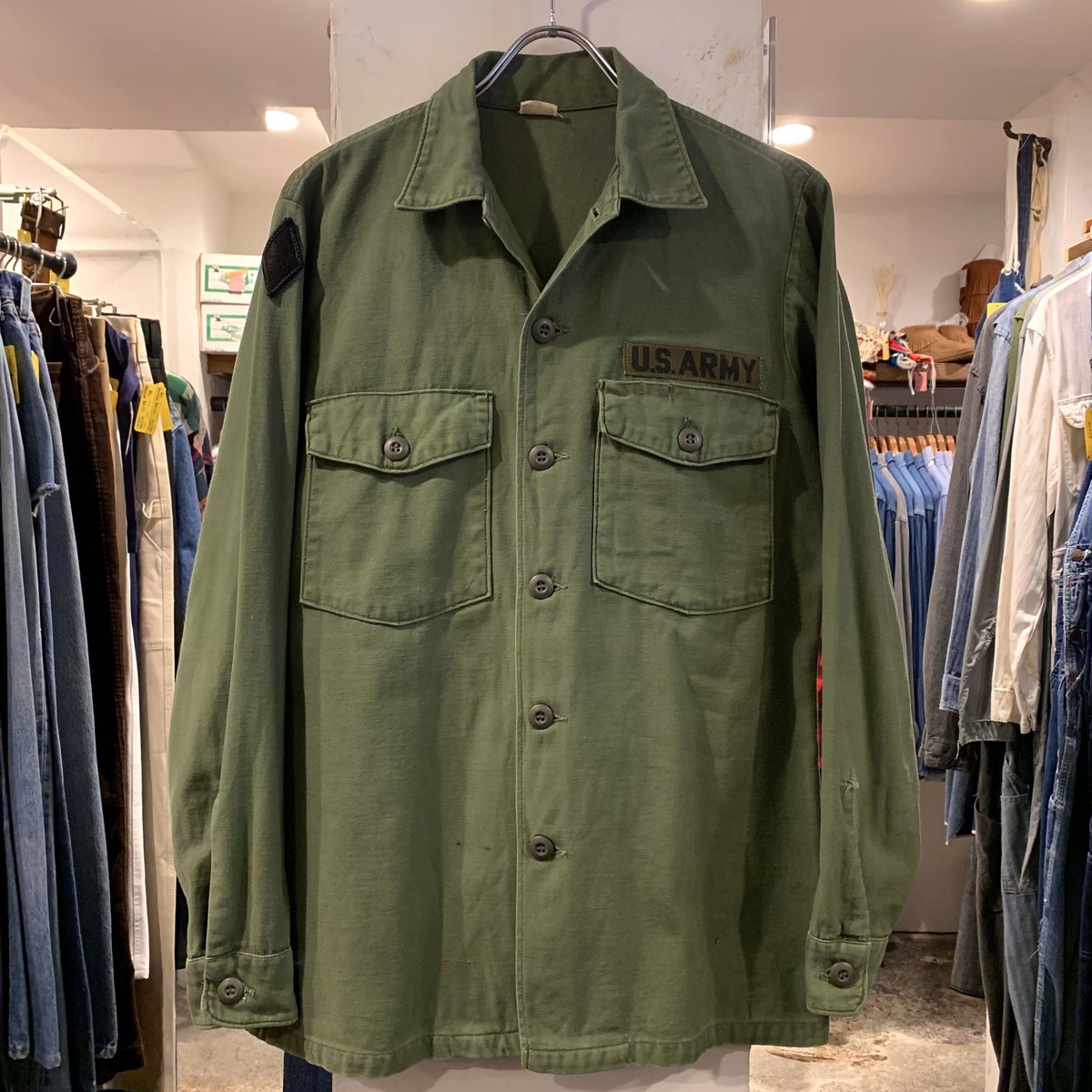 60s US ARMY ユーティリティシャツ OG 107 COTTON SATEEN SHI...