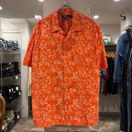 Polo by Ralph Lauren　CLAYTON　S/Sオープンカラーシャツ　ラルフローレン　Size XL　半袖ハワイアンシャツ　オレンジ系　(S4594)