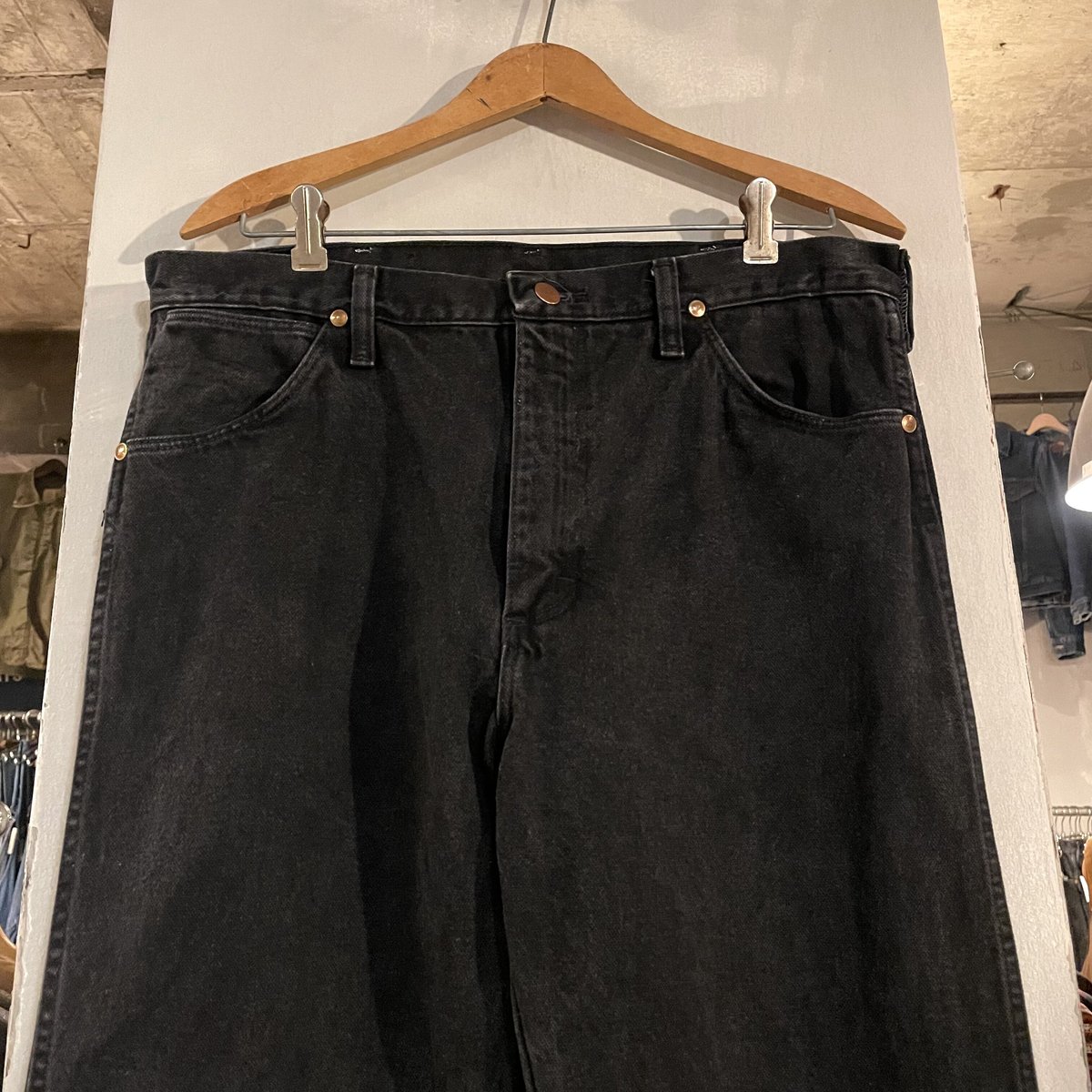 90s Wrangler 13MWZWK 後染め ブラックデニムパンツ 34×33½ USA製