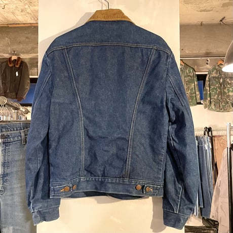 80s　Wrangler　デニムジャケット　ブランケットライナー　襟コーデュロイ　USA製　ラングラー　(S1810)