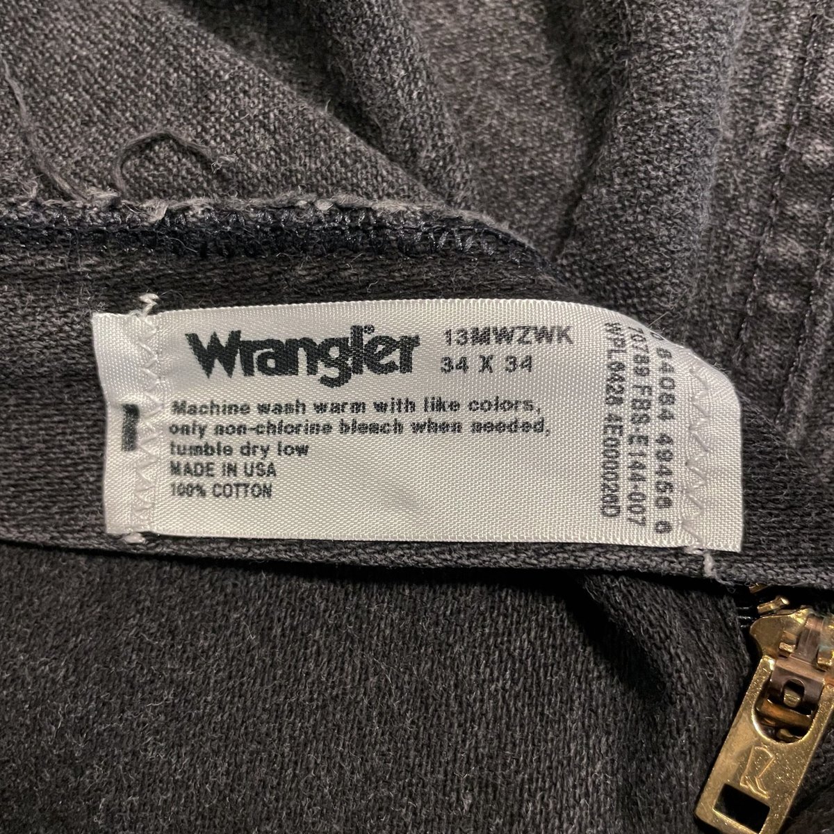 90s Wrangler 13MWZWK 後染め ブラックデニムパンツ 34×33½ USA製...