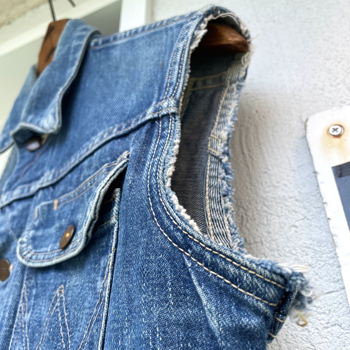 60s Wrangler 11mj デニムジャケット カットオフ バックプリント 60s Wrangler 11mj デニムジャケット カットオフ バックプリント