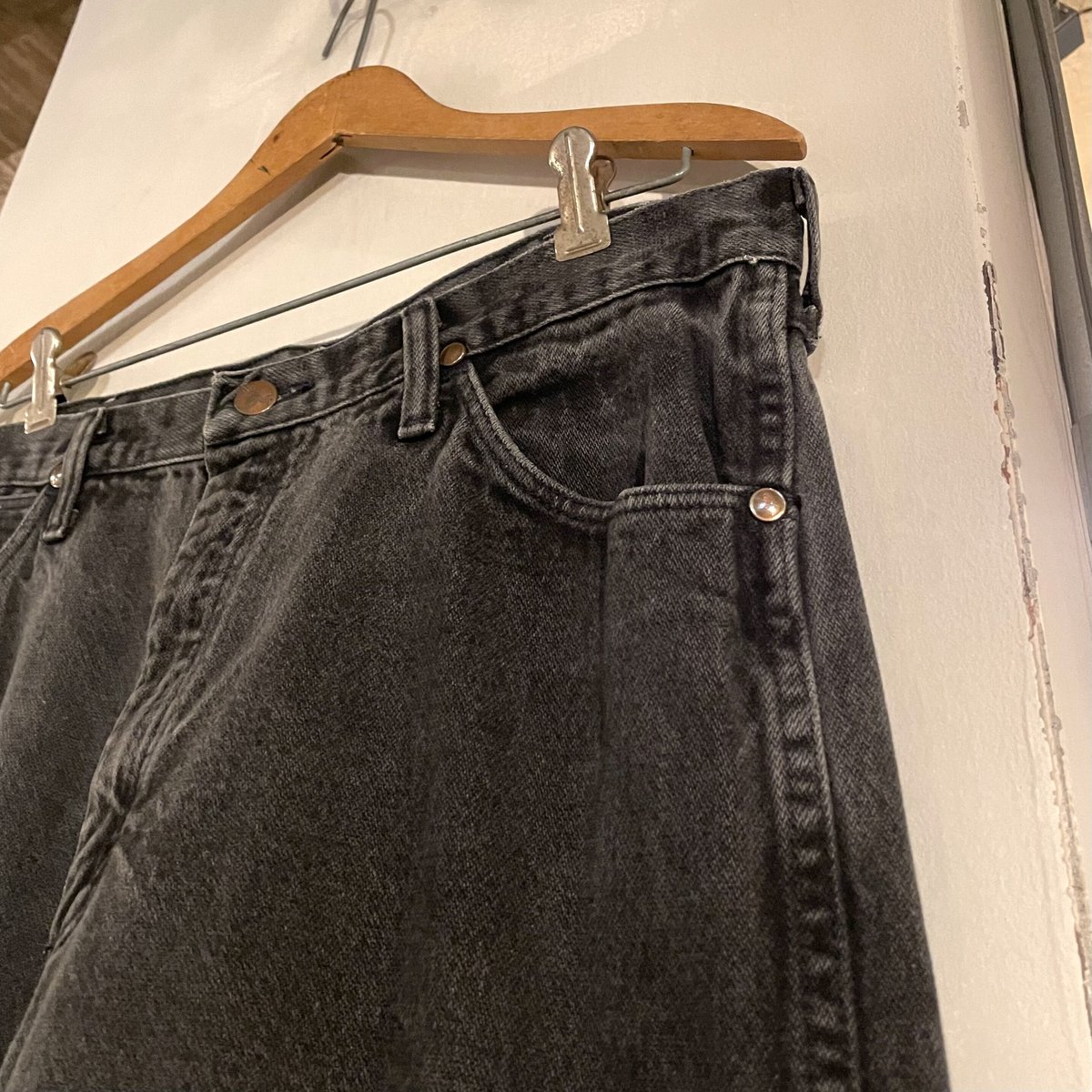 80s Wrangler 13MWZWK 後染め ブラックデニムパンツ 34×32 USA製 