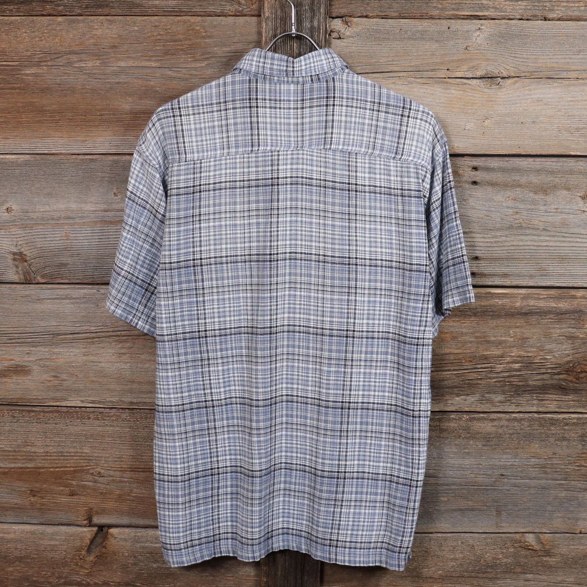 ★良品★正規品★【patagonia パタゴニア】 シワ加工 チェック柄 半袖 A/Cシャツ ステアーズマンシャツ[海外規格 M]白 水色 黒 他 K2-945 patagonia(パタゴニア) / A/C Shirt/半袖シャツ/M/コットン/BLU