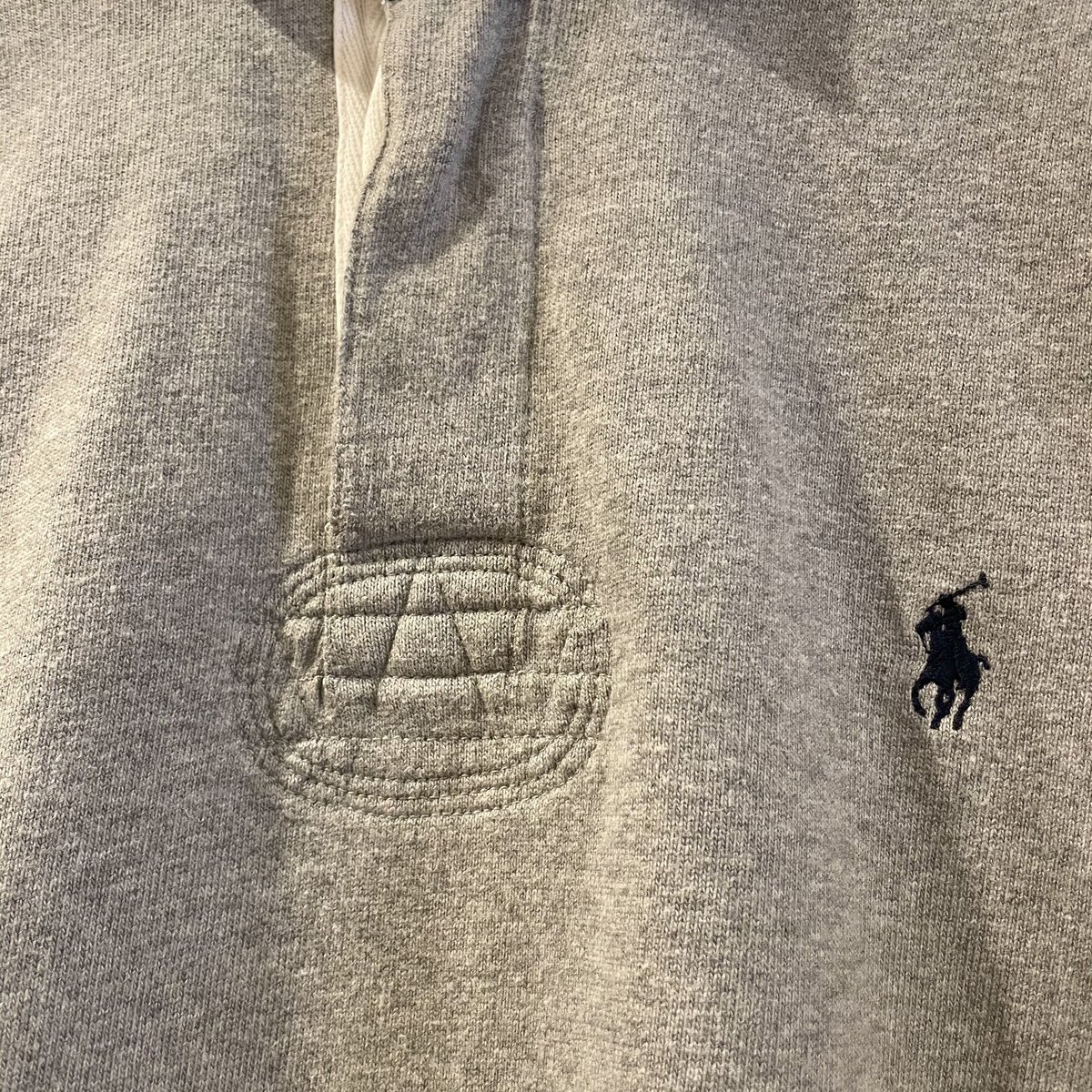 ポロ ラルフローレン ラガーシャツ スウェット エルボーパッチ グレー Lサイズ Ralph Lauren ラグビーシャツ エルボーパッチ グレー ラルフローレン
