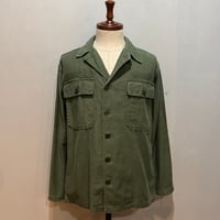 60s　US MILITARY　ユーティリティシャツ　Size SMALL 相当　筒袖1st Type 後期　OG 107 COTTON SATEEN　ミリタリーシャツ　(S5355)