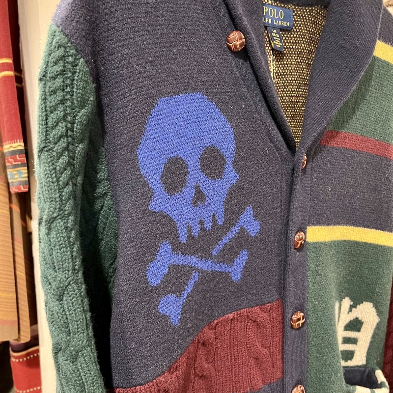 POLO RALPH LAUREN ショールカラーニットカーディガン パッチワーク