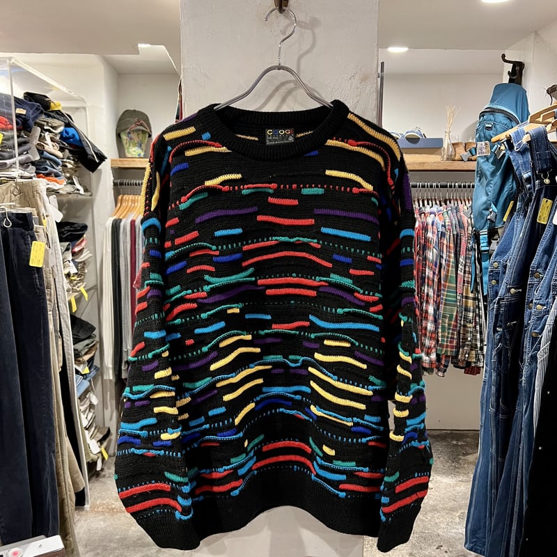 COOGI クージー　単色 3Dニット 黒 希少】クージー 黒 単色 3Dニット カーディガン オールブラック