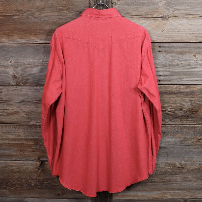 Wrangler 80s USA製 ヴィンテージ 赤系 デニムウエスタンシャツ