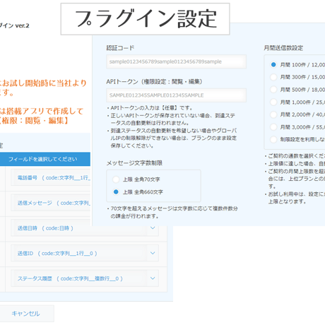 kintone SMS送信プラグイン（月1,000通 × 6ヵ月）