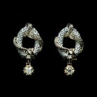 Zoé lune ピアス 月PT,ヘビK18CG ダイヤモンド