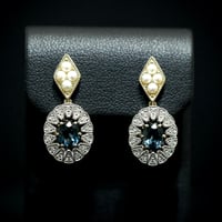 BenoîteⅡピアス K18YG＋PT ロンドンブルートパーズ