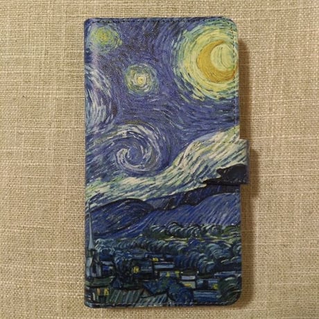 全機種対応★名画☆星月夜★手帳型スマホケース☆ゴッホ