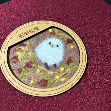 丸窓のある見開き御朱印帳　【ちぎり絵】　24山　高級鳥の子和紙