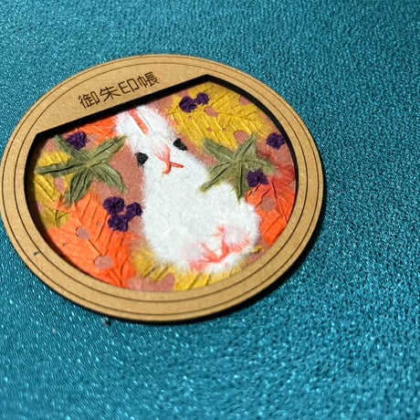 丸窓のある見開き御朱印帳　【ちぎり絵】　24山　高級鳥の子和紙み